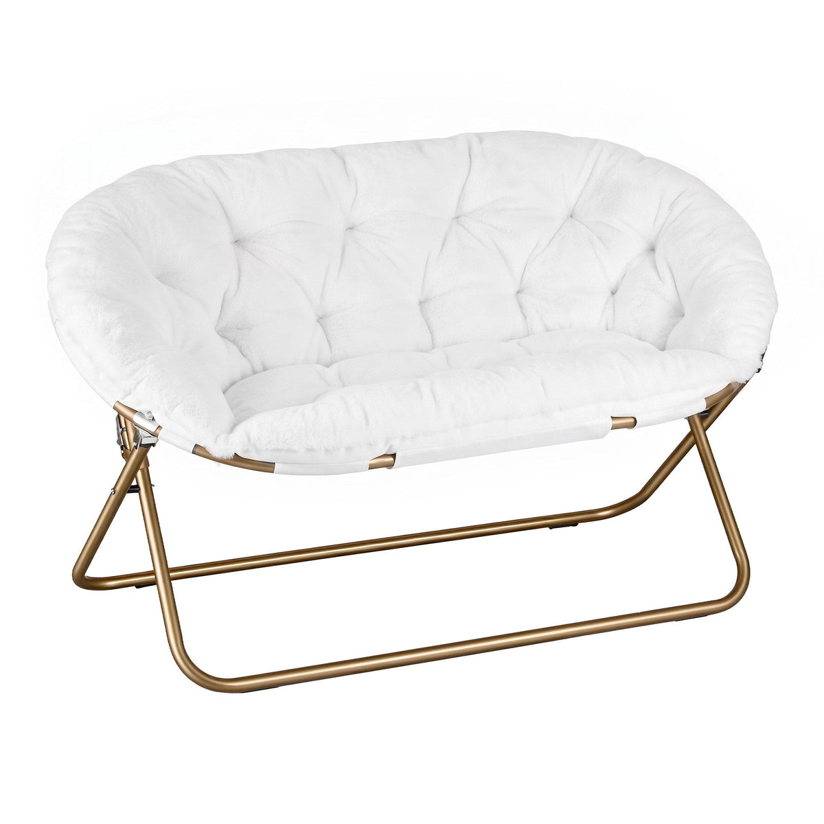 Artiss Double Saucer Chair Faux Fur Foldable Lounge White