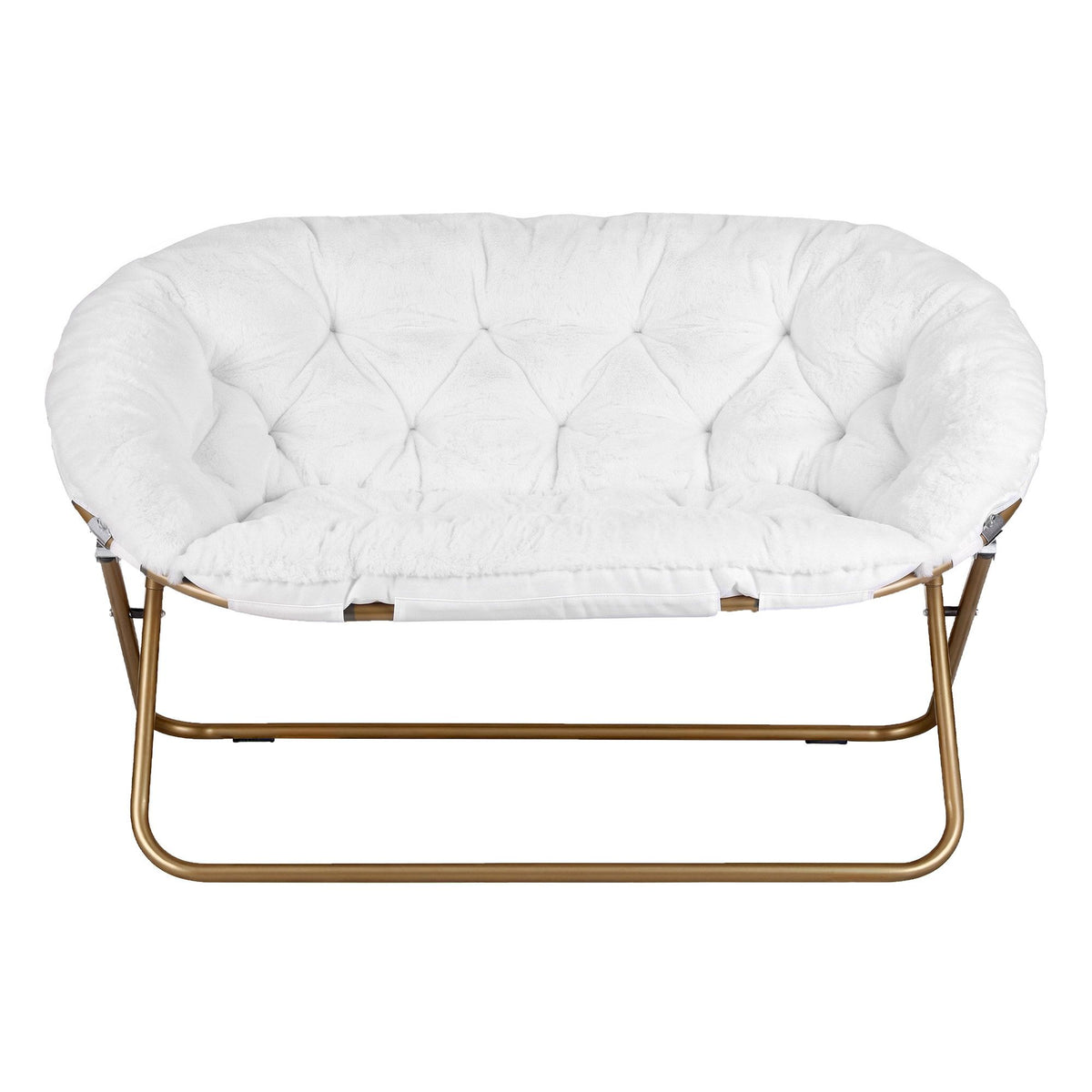 Artiss Double Saucer Chair Soft Faux Fur Lounge Foldable Oversize Chair for Bedroom White