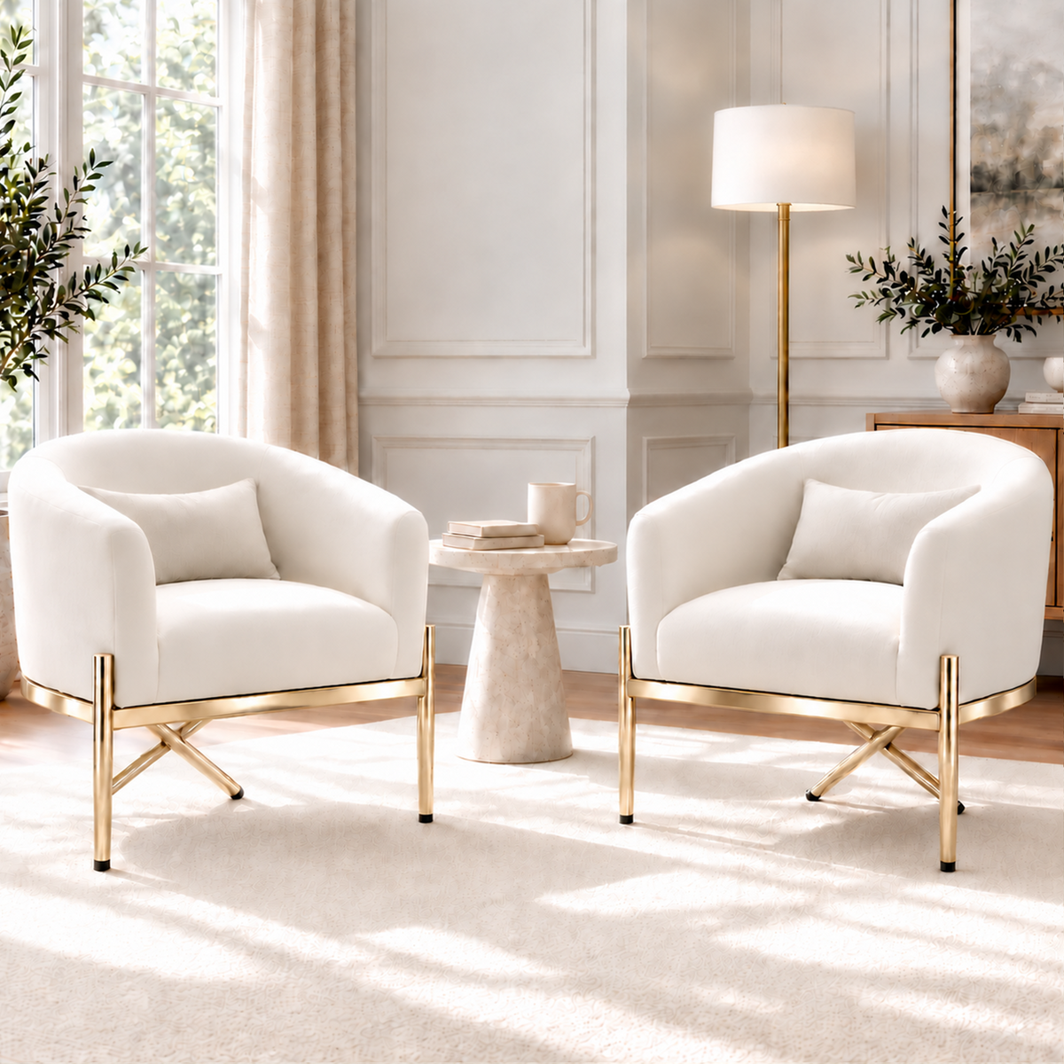 Artiss Armchair Velvet Lounge Accent Chair Nursing Sofa White, Single Sofa Armchair for Living Room, Bedroom, Office and Vanity.