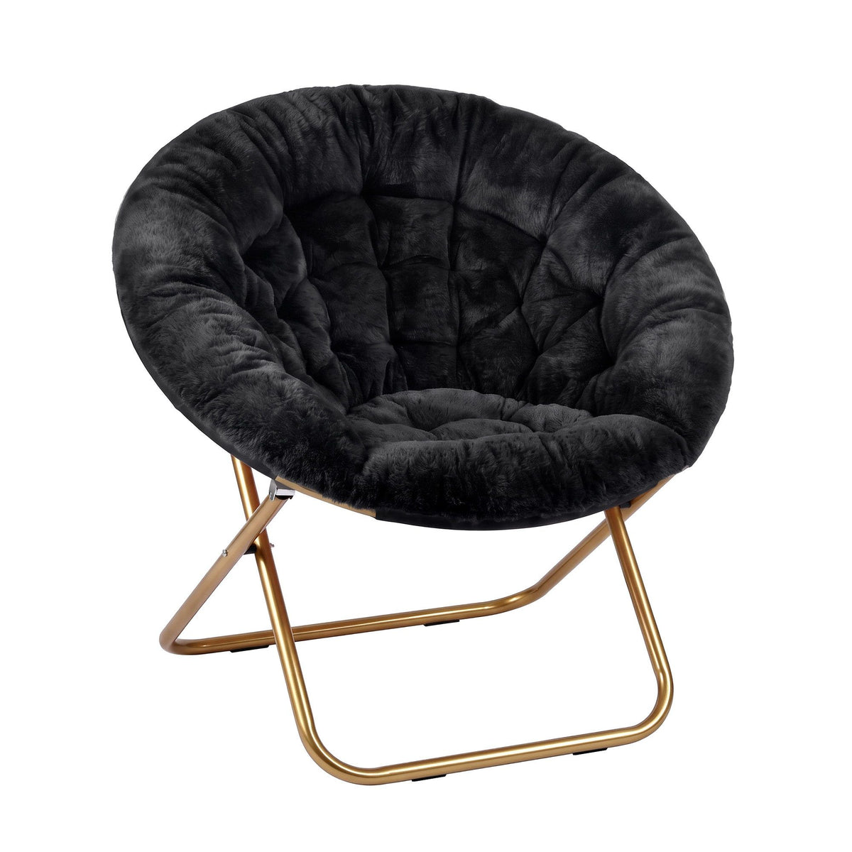 Artiss Saucer Chair Faux Fur Folding Accent Chair Black