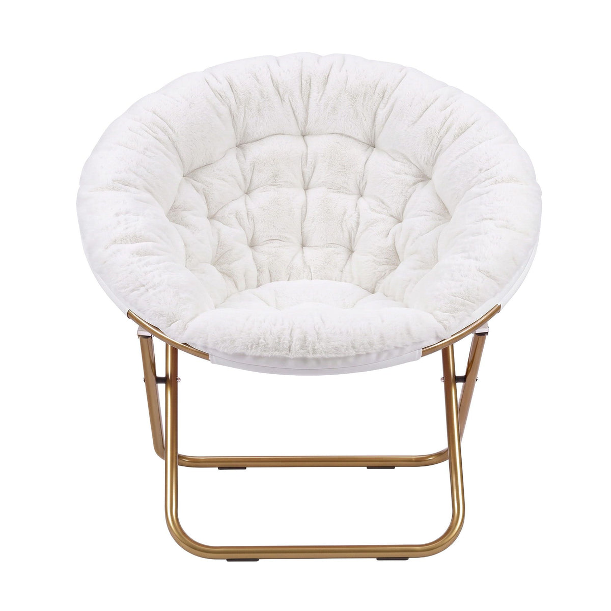 Artiss Cozy Saucer Chair Soft Faux Fur Folding Accent Chair for Bedroom White