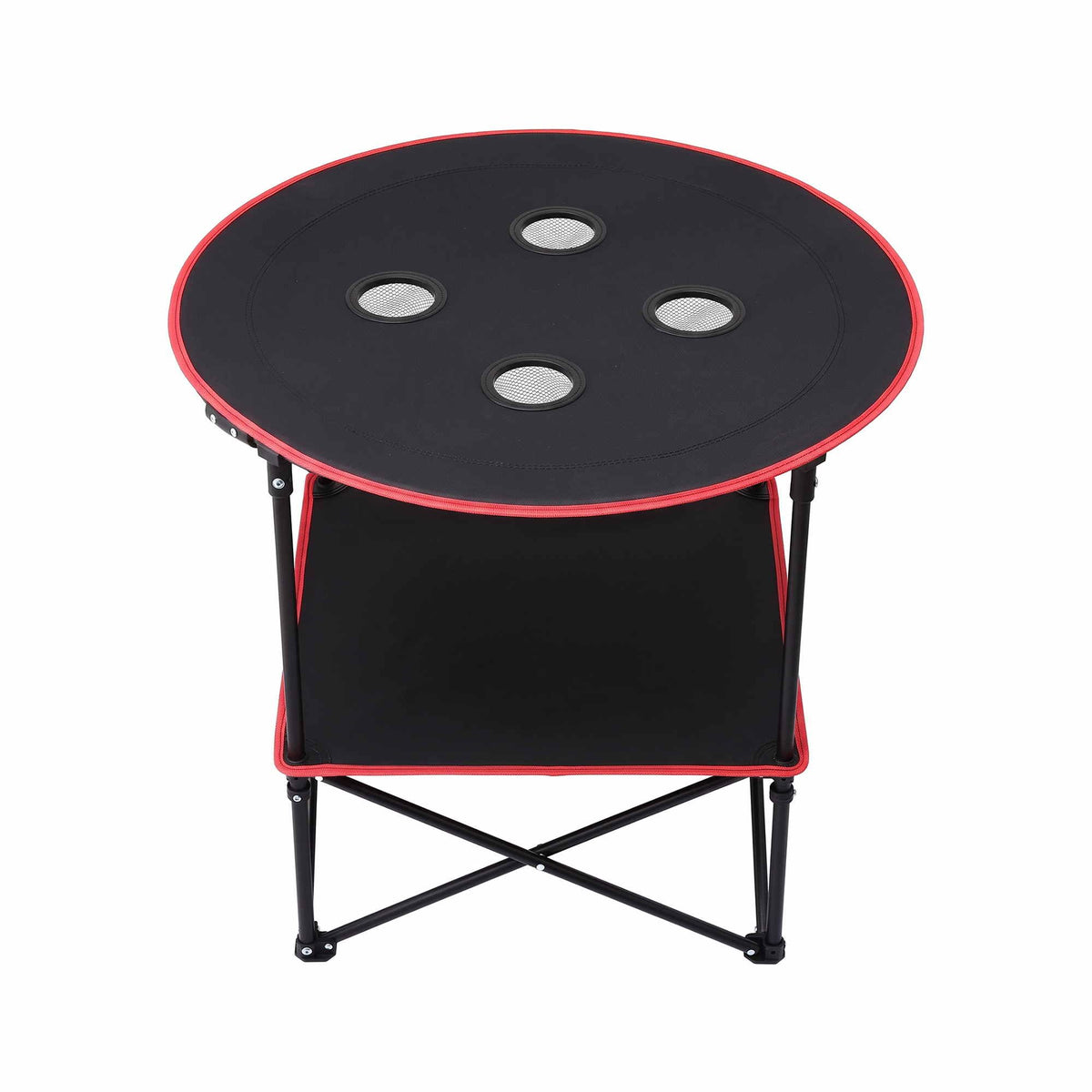 Weisshorn Folding Camping Table with 4 Cup Holders 73cm Black