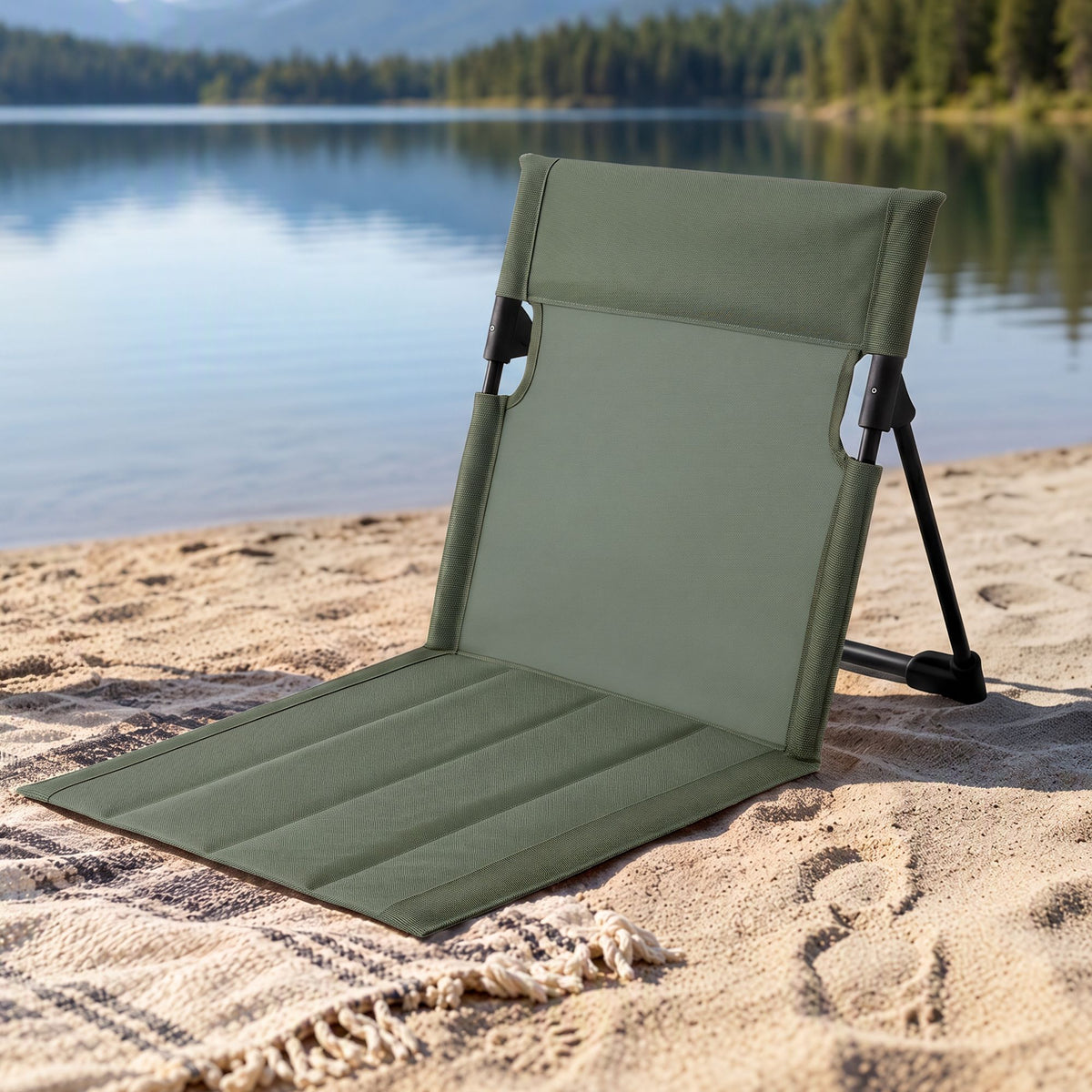 Weisshorn Foldable Low Camping Chair Green Aluminium Frame