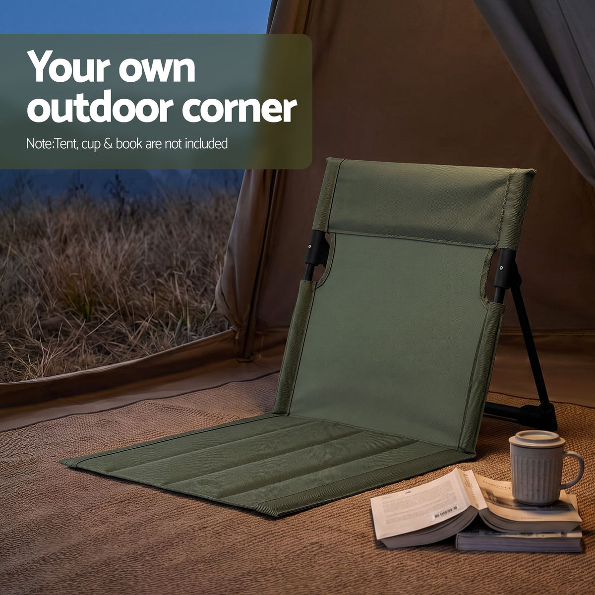 Weisshorn Foldable Low Camping Chair Green Aluminium Frame
