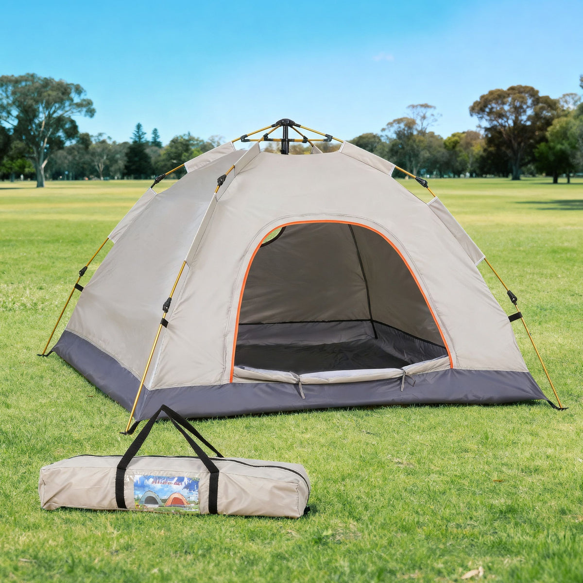 Weisshorn Auto Instant Pop Up Camping Tent 2 Person Beige