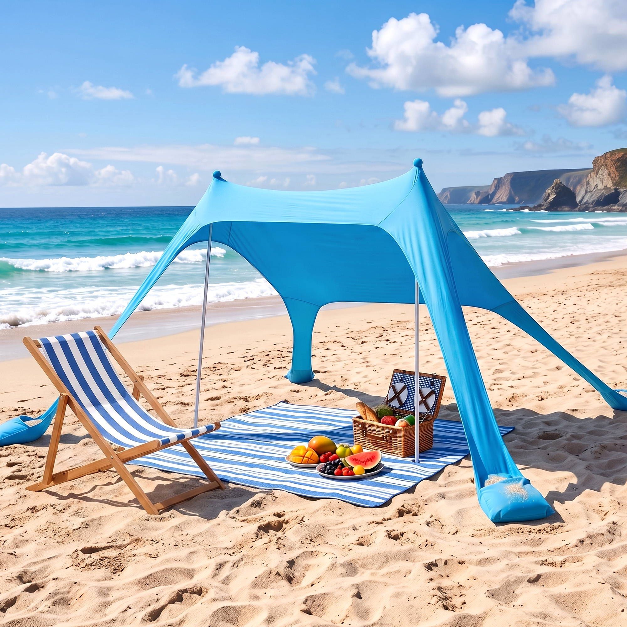Weisshorn Camping Tent Beach Tent Canopy Sun Shelter Portable Blue