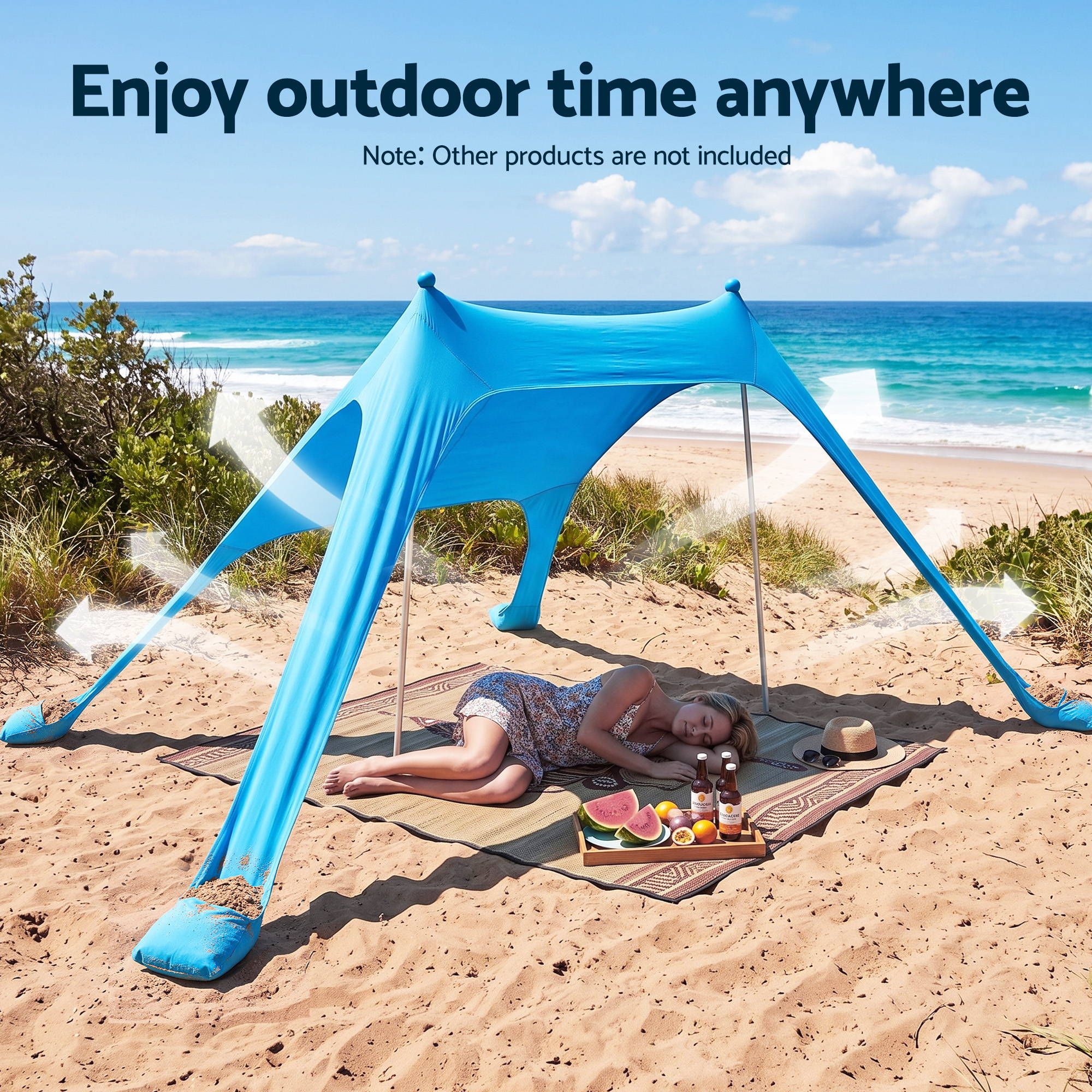 Weisshorn Camping Tent Beach Tent Canopy Sun Shelter Portable Blue