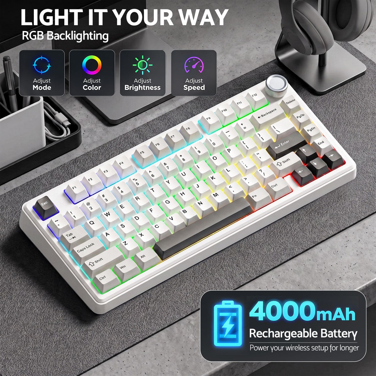 SOLAKAKA A75 75% Gasket Mechanical Keyboard Tri-Mode Hot-Swap Knob