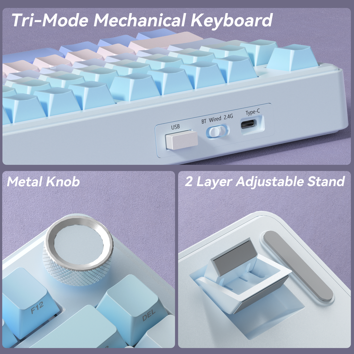 SOLAKAKA A75 75% Gasket Mechanical Keyboard Tri-Mode Hot-Swap Knob