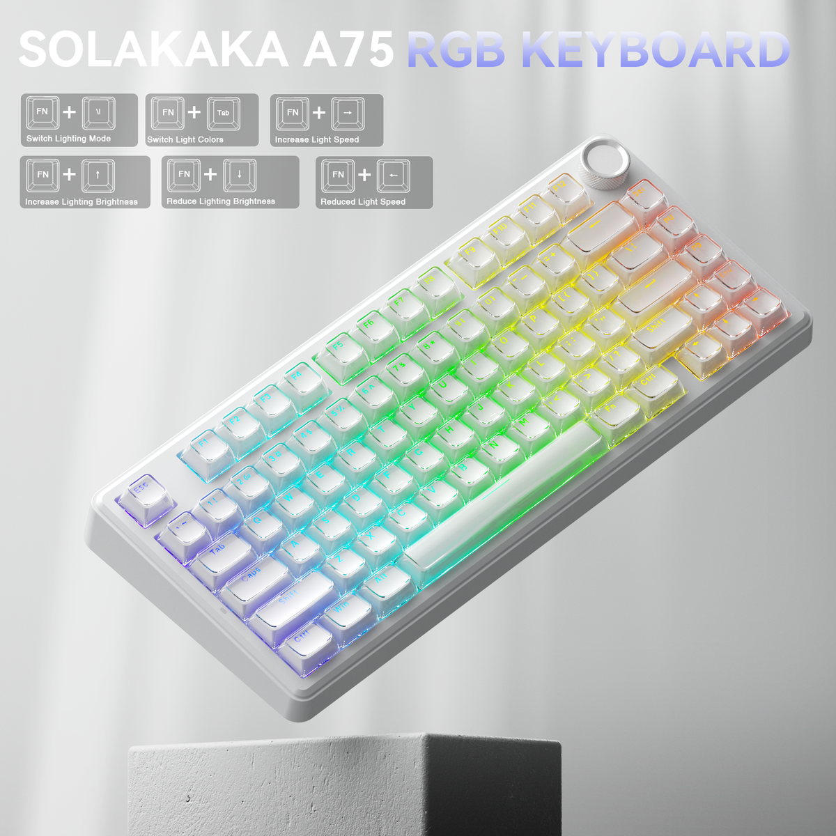 SOLAKAKA A75 75% Gasket Mechanical Keyboard Tri-Mode Hot-Swap Knob