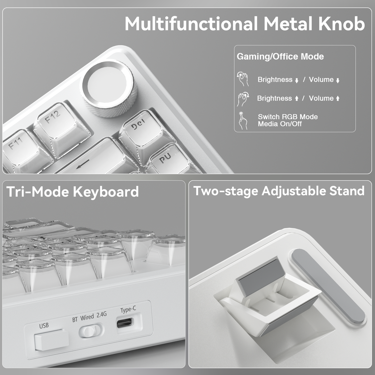 SOLAKAKA A75 75% Gasket Mechanical Keyboard Tri-Mode Hot-Swap Knob