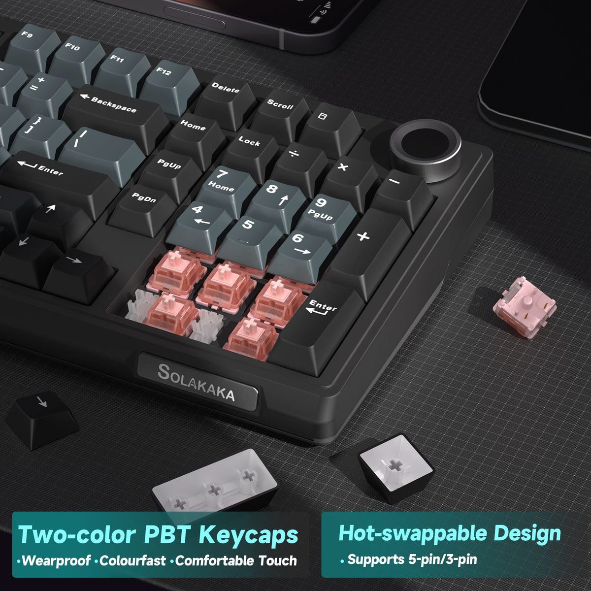 SOLAKAKA Ki99 Pro 99-Key Gasket Mechanical Keyboard Tri-Mode Hot-Swap Knob