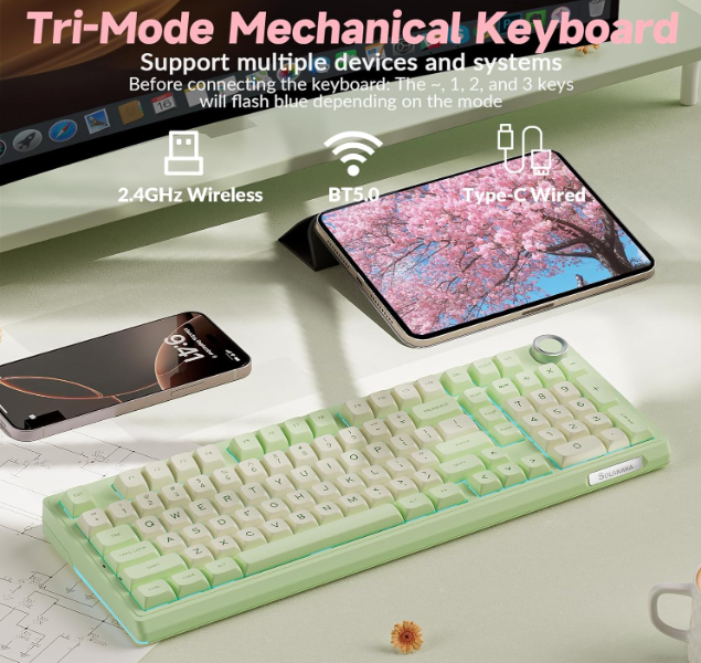 SOLAKAKA Ki99 Pro 99-Key Gasket Mechanical Keyboard Tri-Mode Hot-Swap Knob
