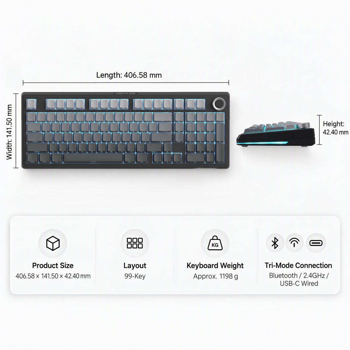 Ki99 Pro 99-Key Tri-Mode Hot-Swap Mechanical Keyboard