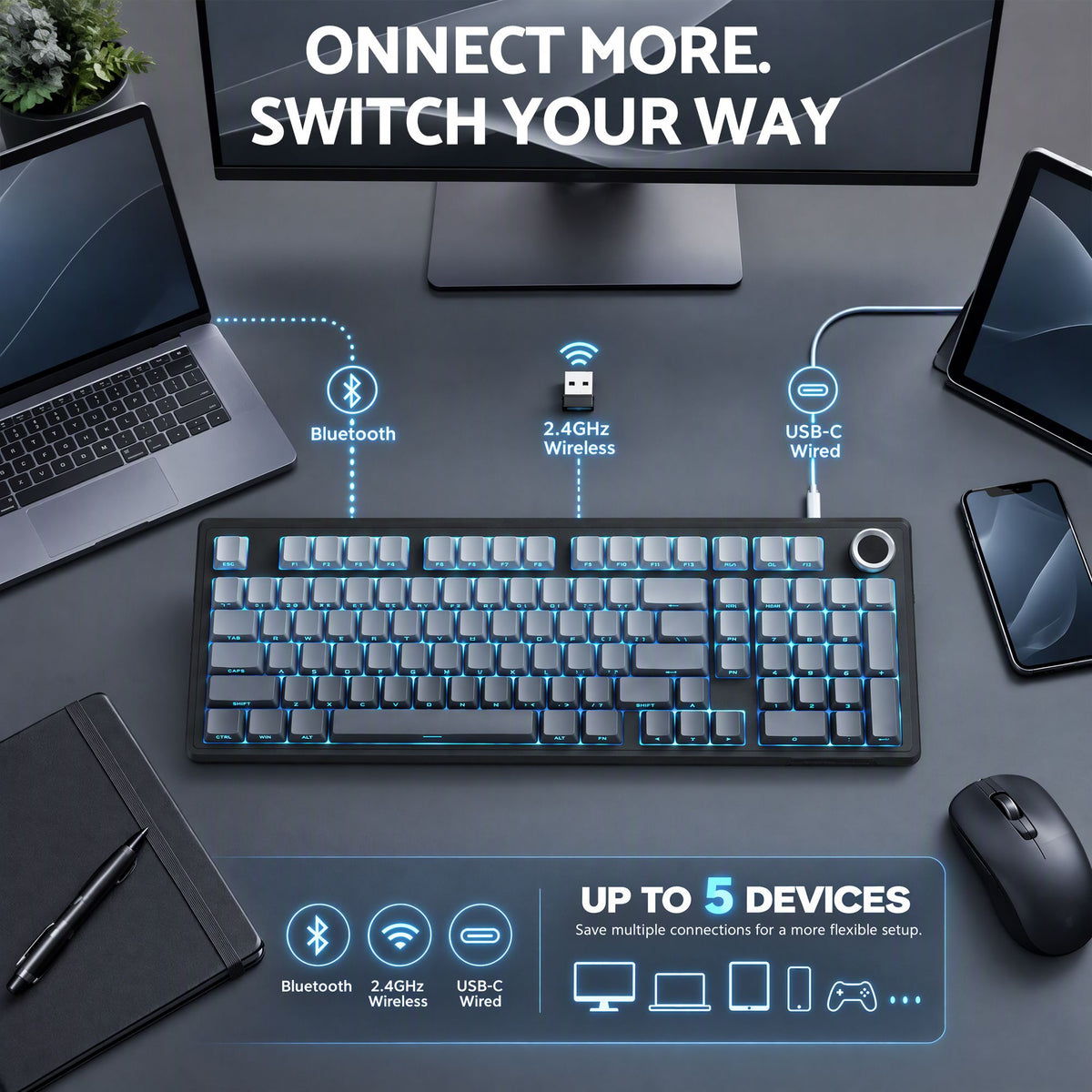 Ki99 Pro 99-Key Tri-Mode Hot-Swap Mechanical Keyboard