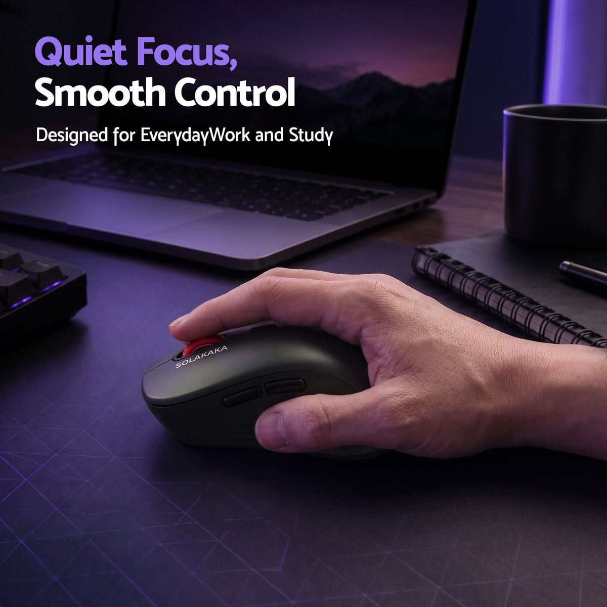 SOLAKAKA SM66 Silent Wireless Mouse Bluetooth 2.4GHz 7 Buttons