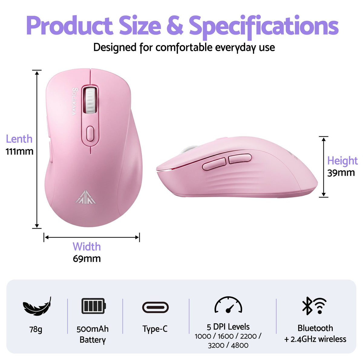 SM66 Silent Wireless Mouse Bluetooth 2.4GHz 4200 DPI