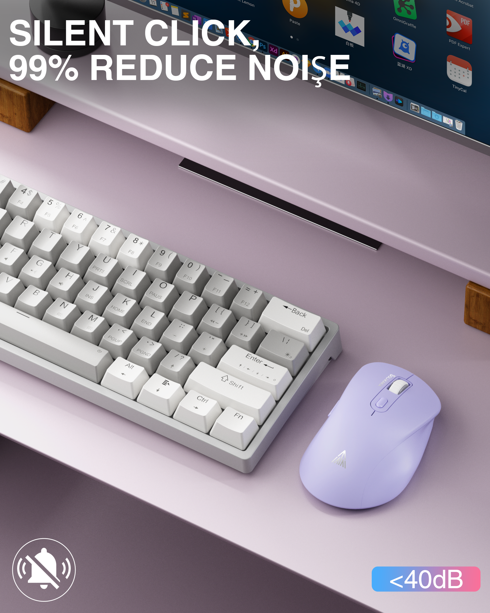 SOLAKAKA Silent Wireless Mouse Bluetooth 2.4GHz 4200 DPI 7 Buttons