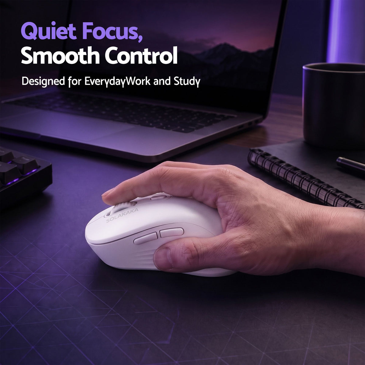 SOLAKAKA SM66 Silent Wireless Mouse Bluetooth 2.4GHz 4200 DPI