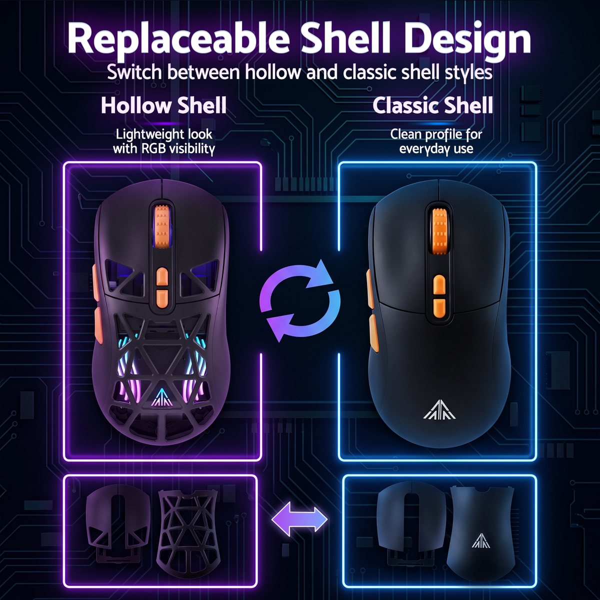 SM802 Pro Tri-Mode Gaming Mouse RGB 24000 DPI Hotswap