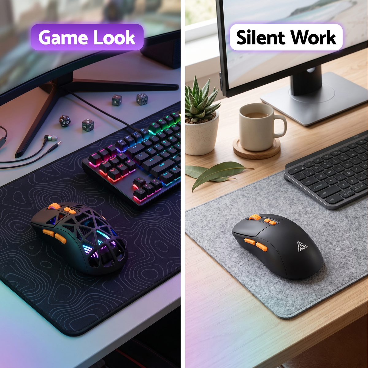SM802 Pro Tri-Mode Gaming Mouse RGB 24000 DPI Hotswap