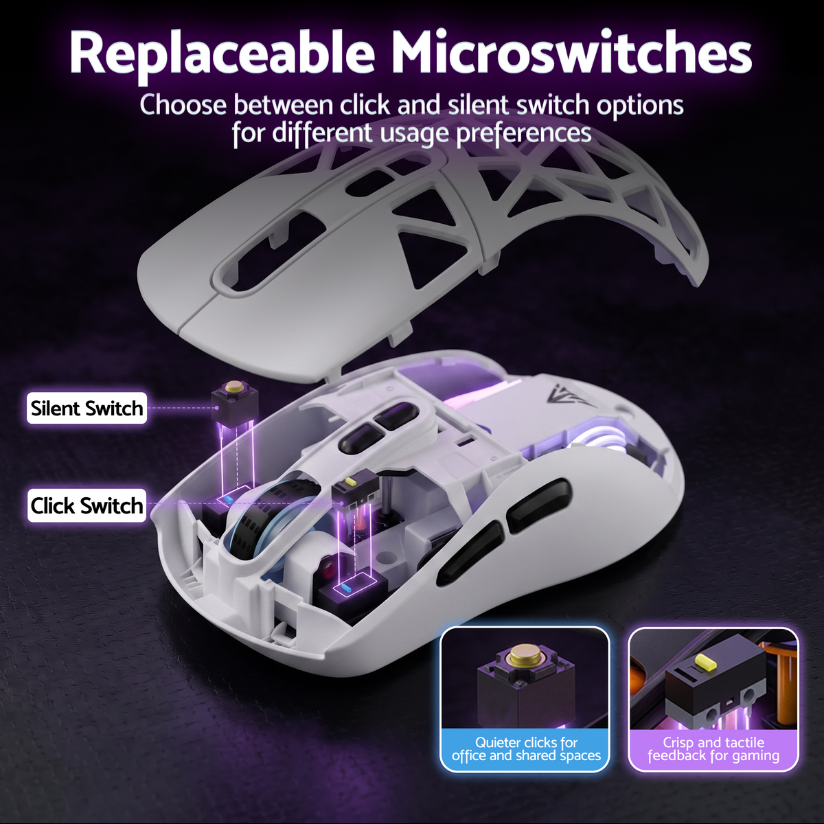 SM802 Pro Tri-Mode Gaming Mouse RGB 24000 DPI Hotswap