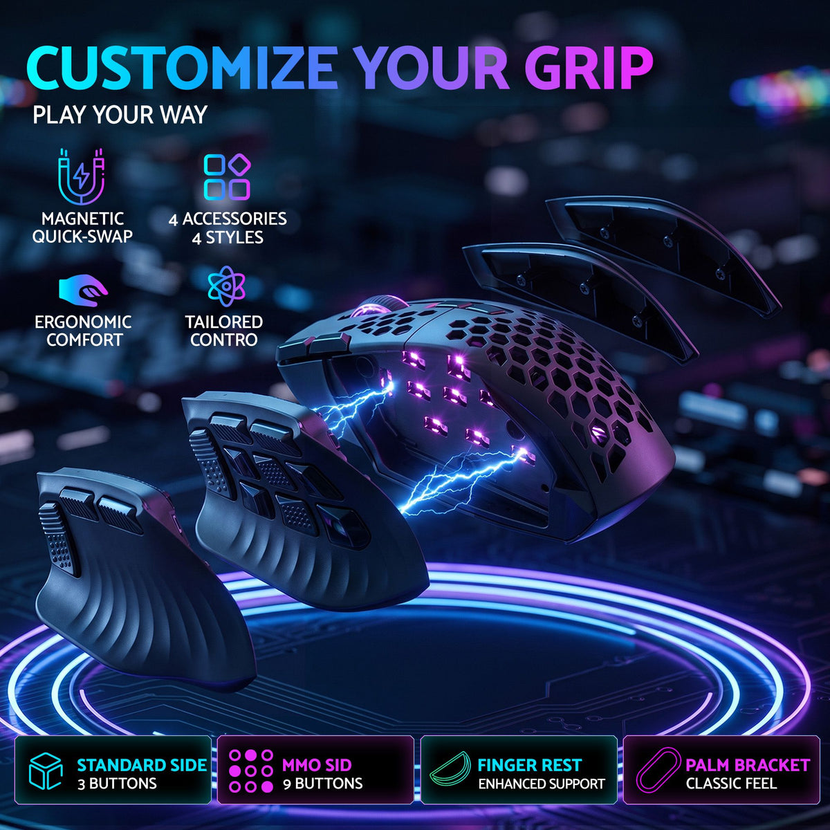 SM809 Pro Wireless MMO Gaming Mouse 16 Buttons 24000 DPI RGB