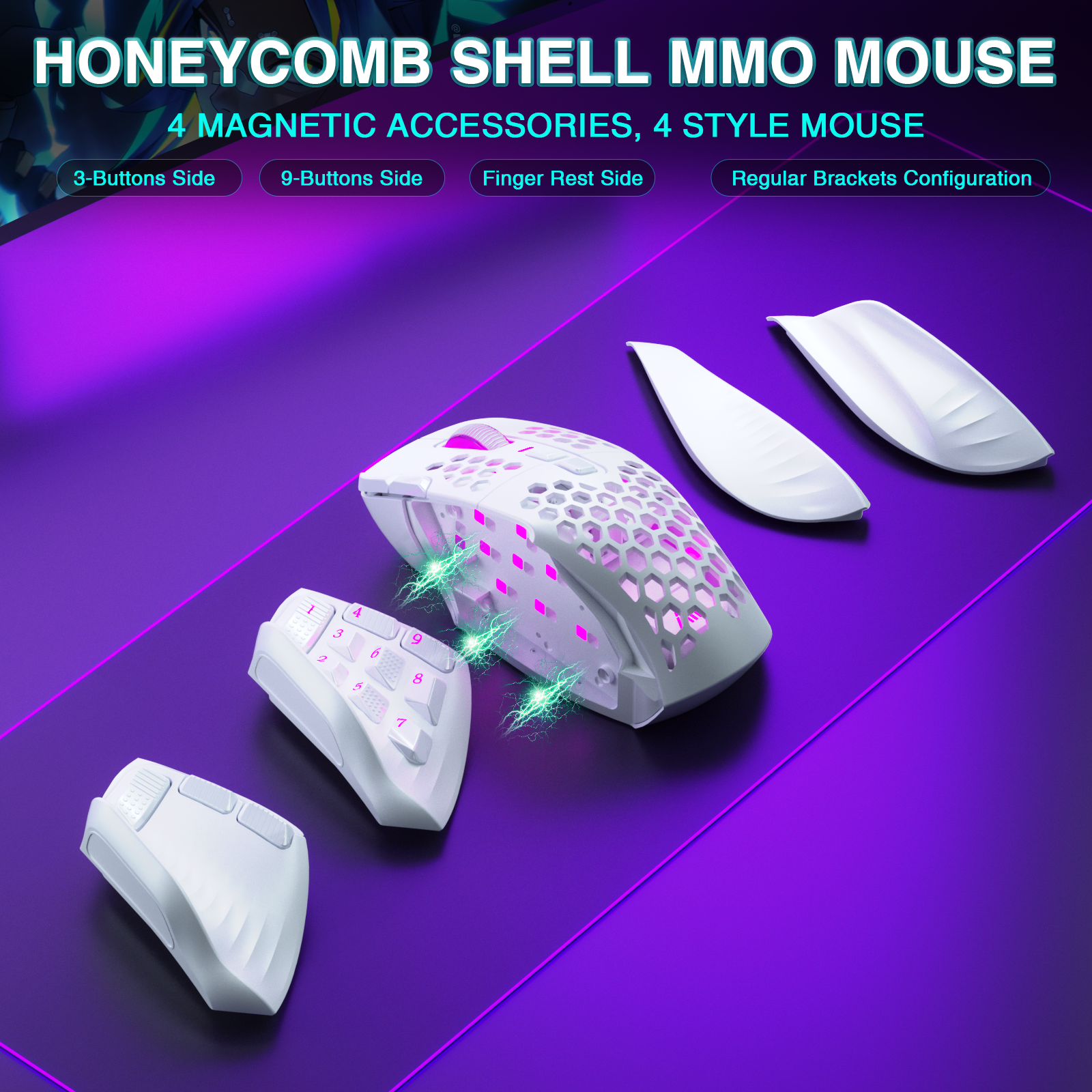 SOLAKAKA Wireless MMO Gaming Mouse 16 Buttons Bluetooth 24000 DPI RGB