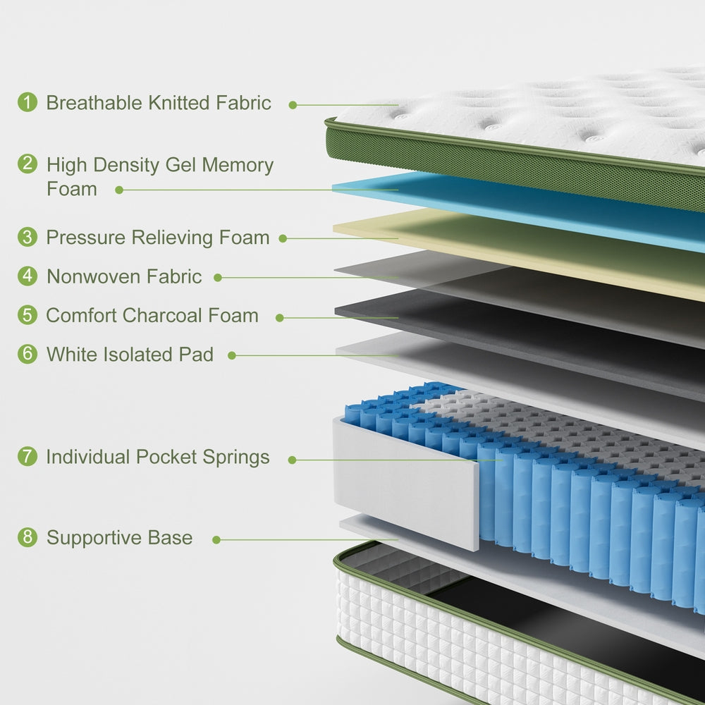 BedStory King Single 30cm Gel Memory Foam Hybrid Mattress