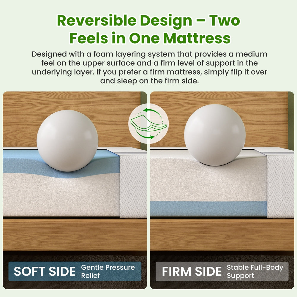 BedStory Single Reversible Gel Memory Foam Mattress 20cm Medium Soft