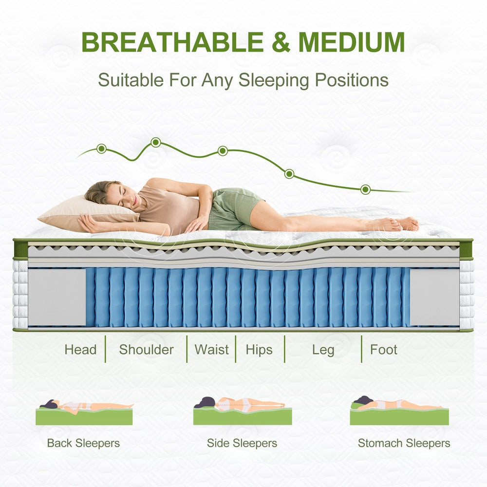 BedStory King Single Latex Hybrid Mattress 34cm Medium Firm