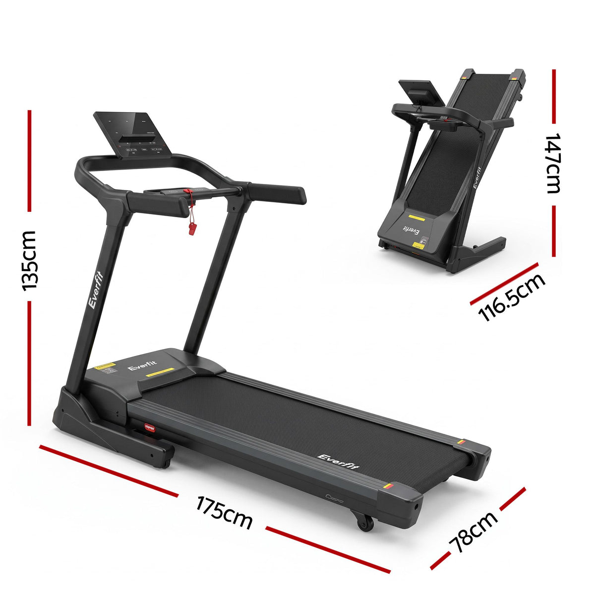 Everfit 3in1 Electric Treadmill with 15-Level Auto Incline Treadmills for Home Gym Foldable 460mm Black