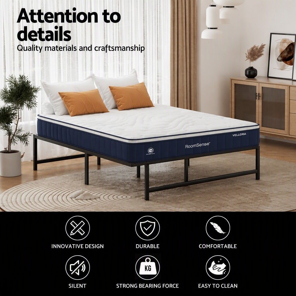 RoomSense Double 30cm Latex Hybrid Mattress Bundle with Metal Bed Frame