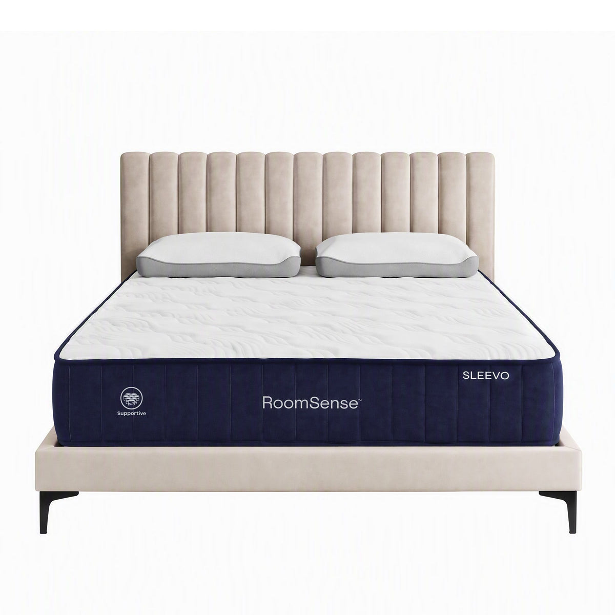 RoomSense Queen 26cm Firm Mattress Bundle with 2 Dual-Sided Cooling Pillows