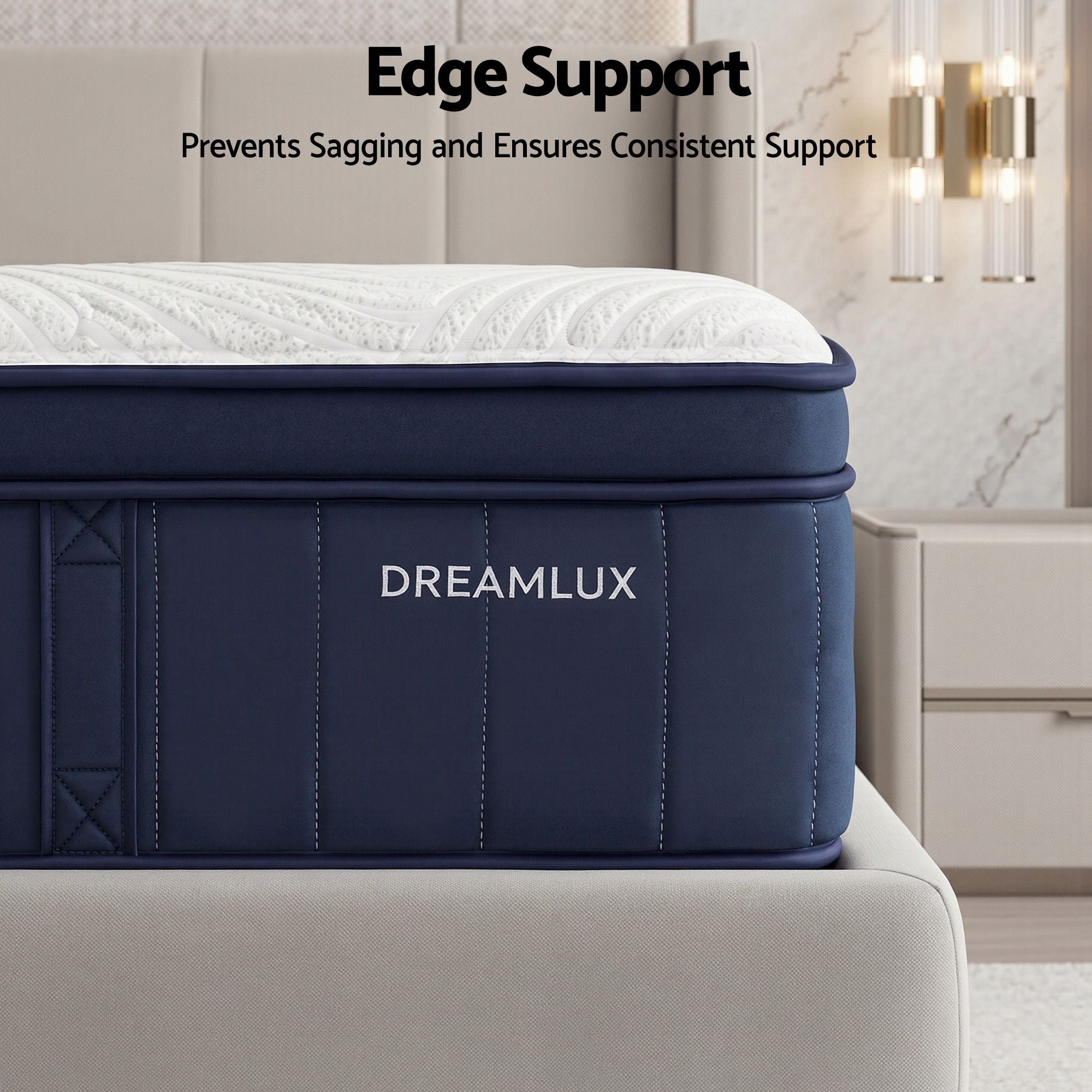 RoomSense Double Mattress, 34cm Thick Medium Firm Hybrid Mattress for Back Pain Relief, Tencel Cooling Pocket Spring Mattress Double Size in a Box