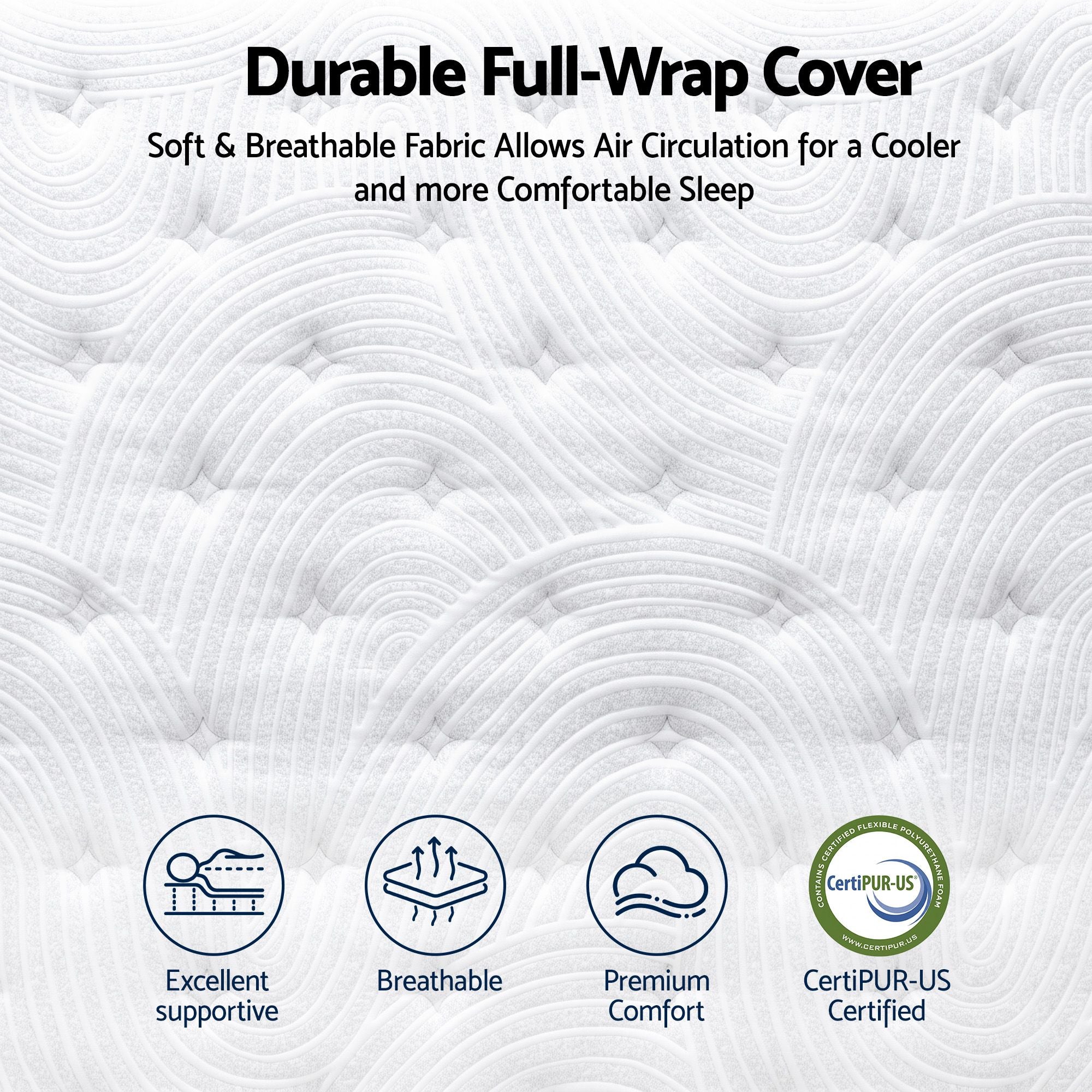 RoomSense Single Mattress, 34cm Thick Medium Firm Hybrid Mattress for Back Pain Relief, Tencel Cooling Pocket Spring Mattress Single Size in a Box