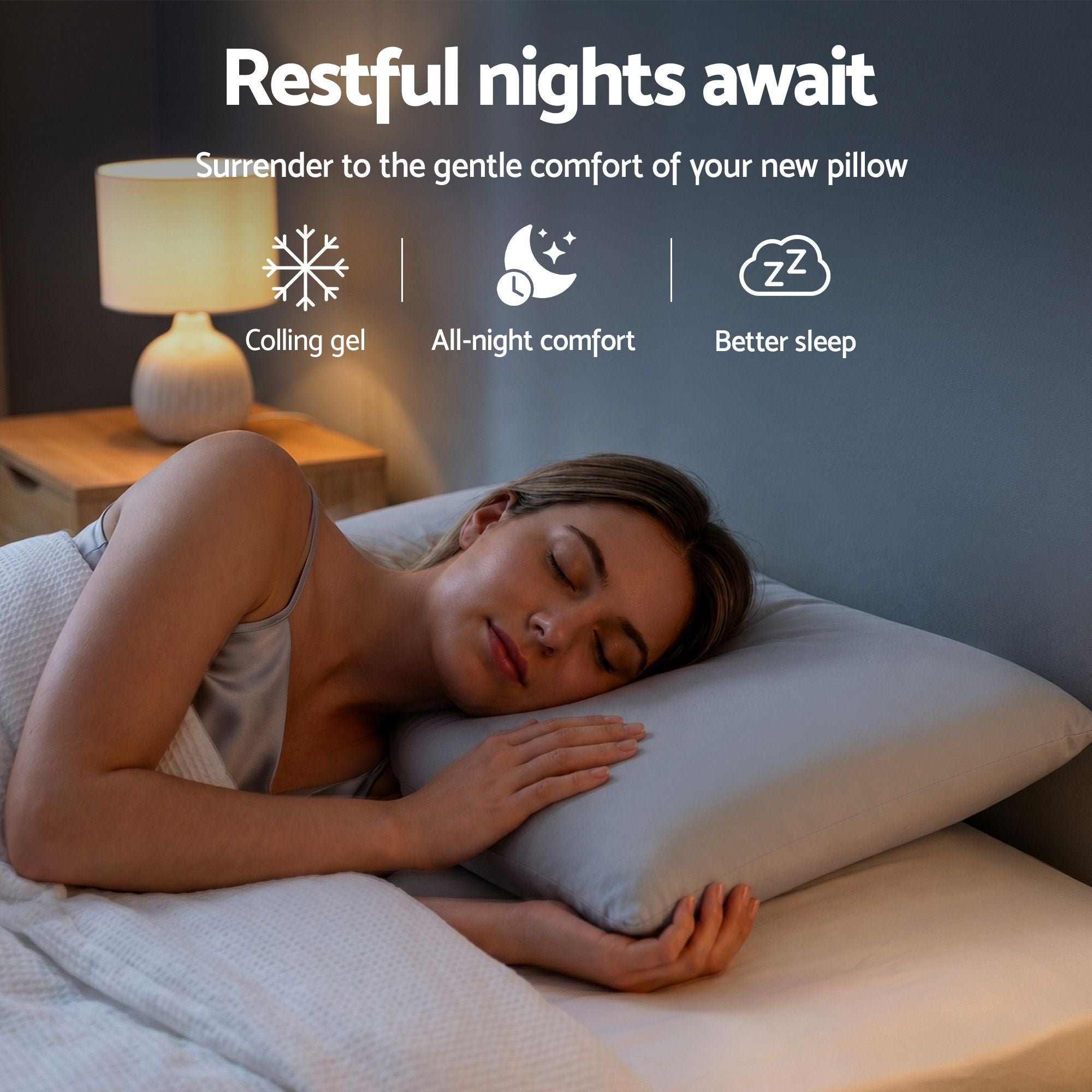 RoomSense Cooling Memory Foam Pillows for Sleeping, Anti-Clumping Solid Core Bed Pillows for Hot Sleepers, Supportive Side Sleeper Pillow, Washable Cover Queen Size 1 Pack, 70x40x10cm