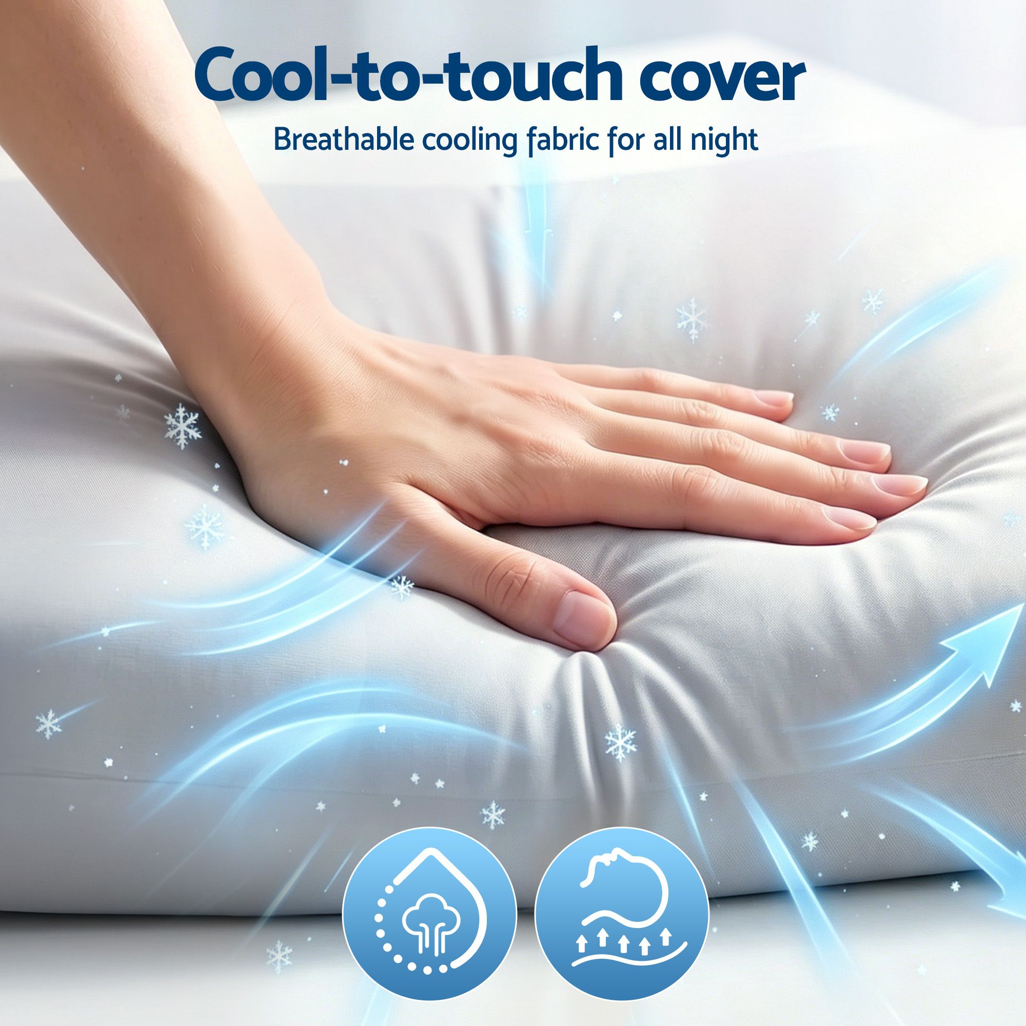 ROOMSENSE Cooling Memory Foam Pillows for Sleeping, Anti-Clumping Solid Core Bed Pillows for Hot Sleepers, Supportive Side Sleeper Pillow, Washable Cover Queen Size Set of 2, 70x40x10cm