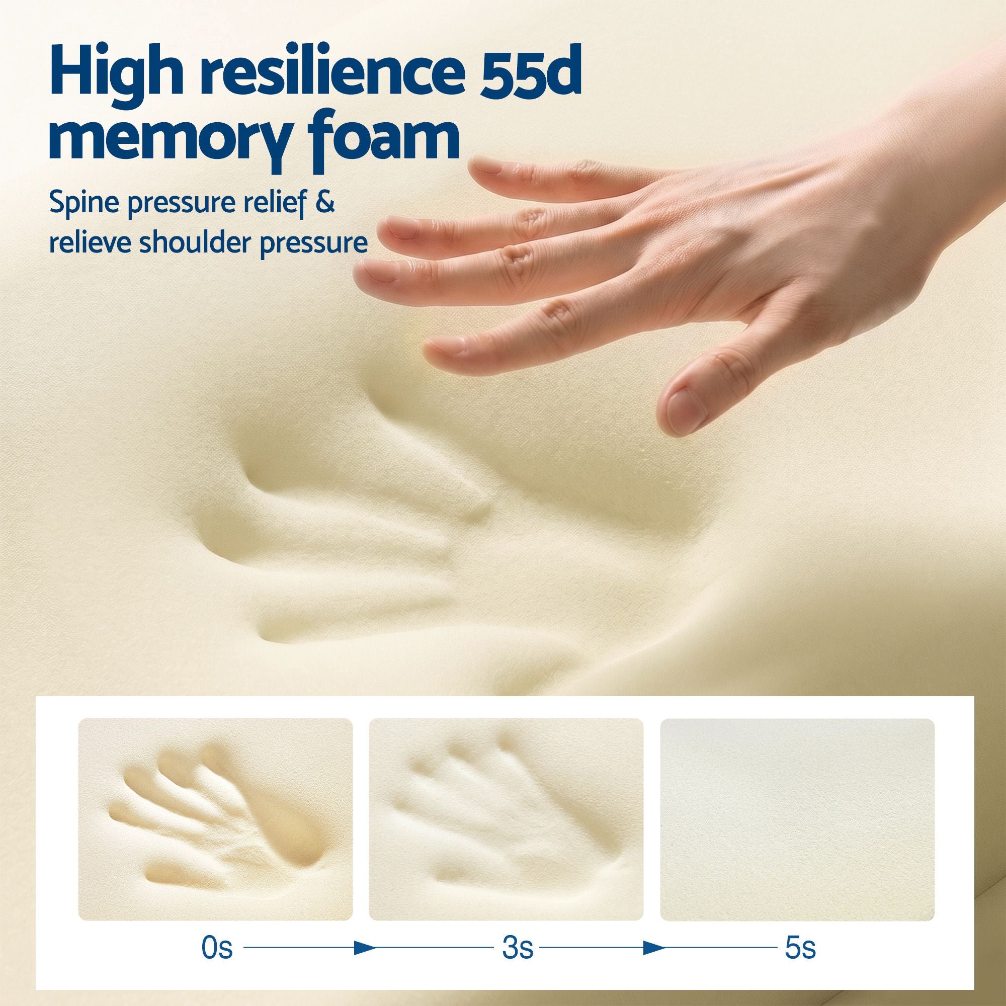 RoomSense Cooling Memory Foam Pillows Queen Size 1 Pack, Dual-Sided Bed Pillows for Hot Sleepers, 55D Solid Core Side Sleeper Pillow for Neck Support, Washable, 65x40x14cm