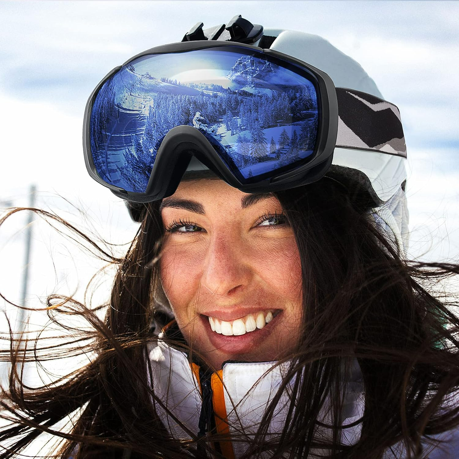 OutdoorMaster Ski Goggles with Cover Snowboard Snow Goggles OTG Anti-Fog -100% UV Protection-OM-18