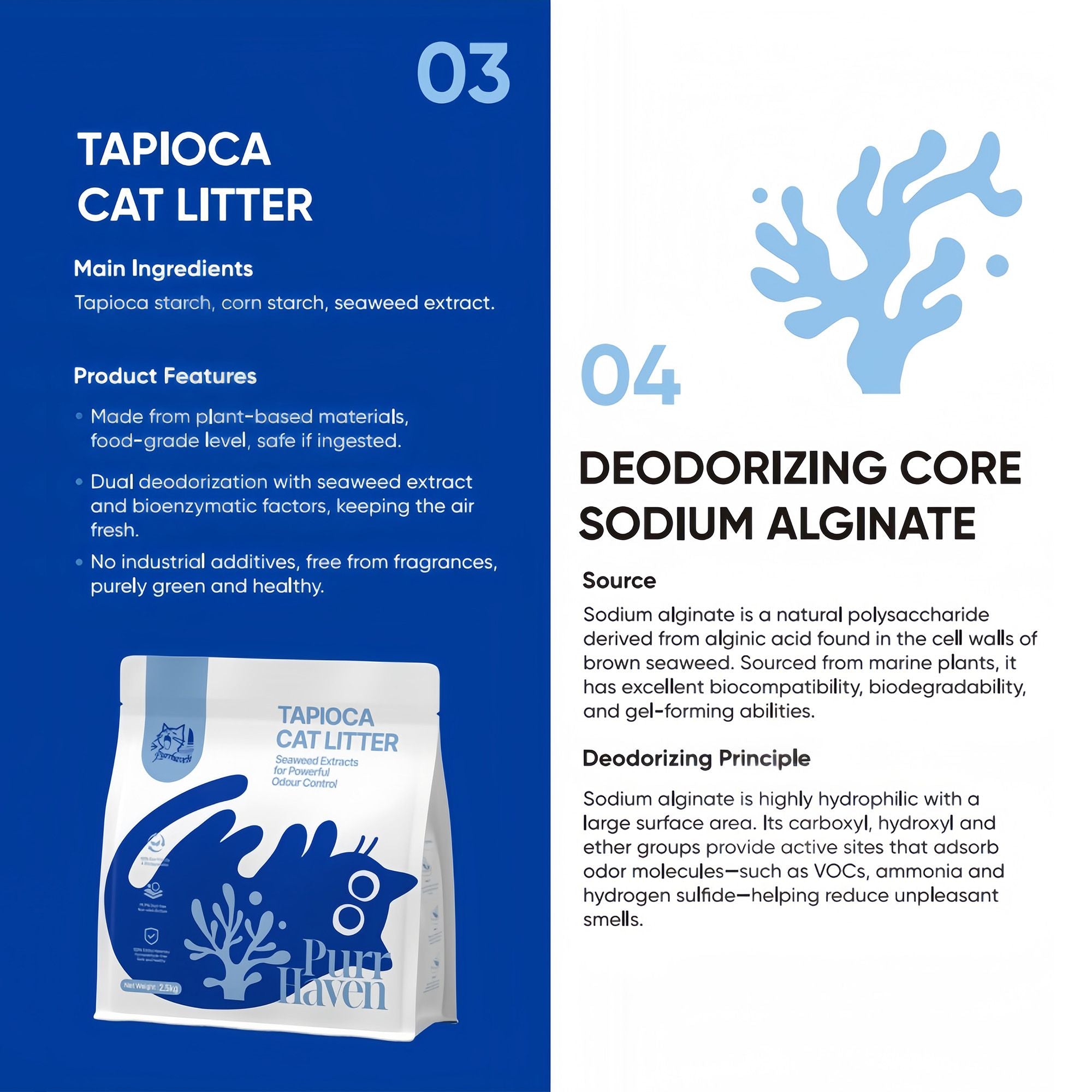 PurrHaven Tapioca Clumping Cat & Kitty Litter, 7.5kg 3 Pack ,Dust Free,Multi-Cat,Easy to Clean,Odour Neutraliser,Rapid Liquid Absorption,Non-Toxic Formula