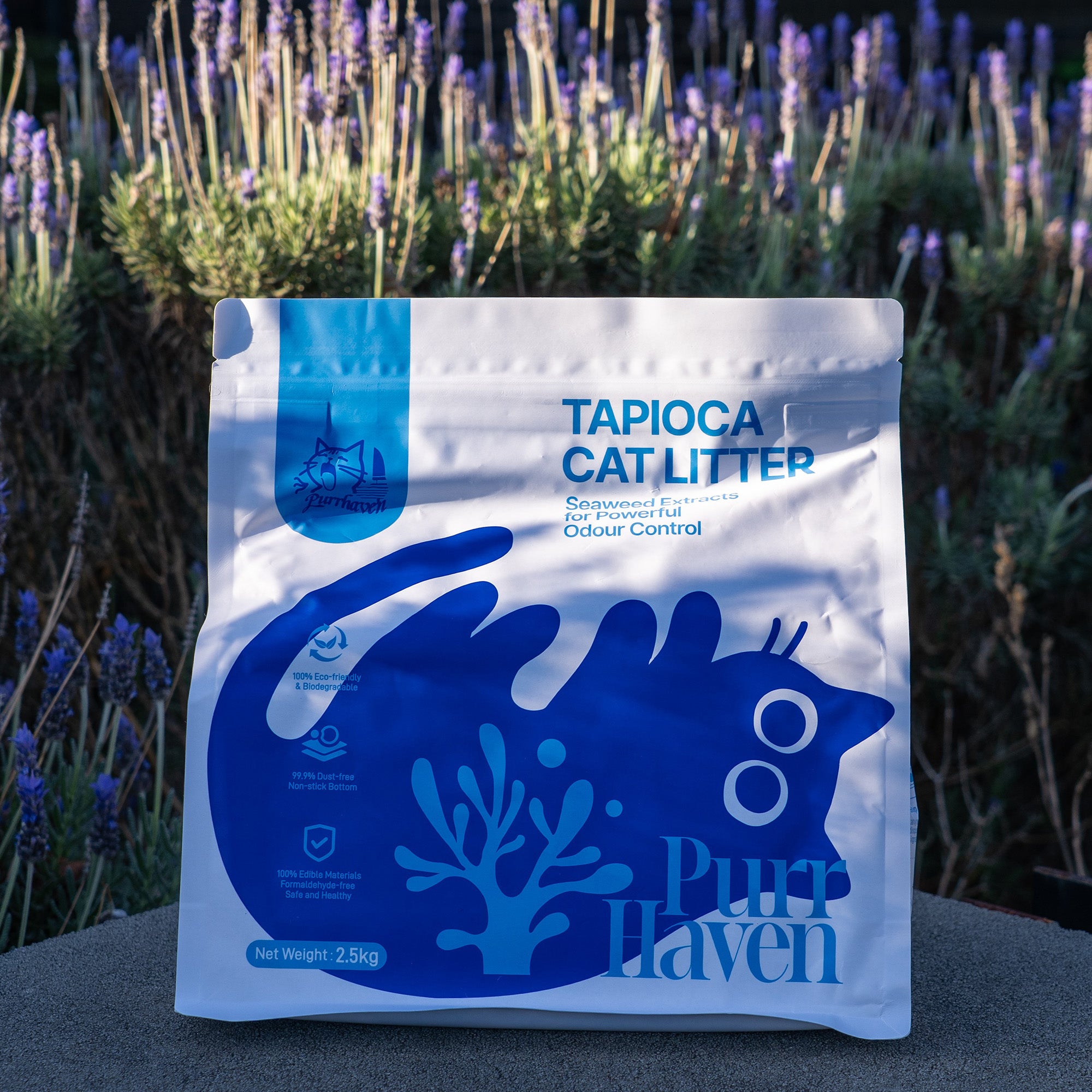 PurrHaven Tapioca Clumping Cat & Kitty Litter, 15kg 6 Pack ,Dust Free,Natural Flusable,Easy to Clean,Odour Neutraliser,Rapid Liquid Absorption,Non-Toxic Formula