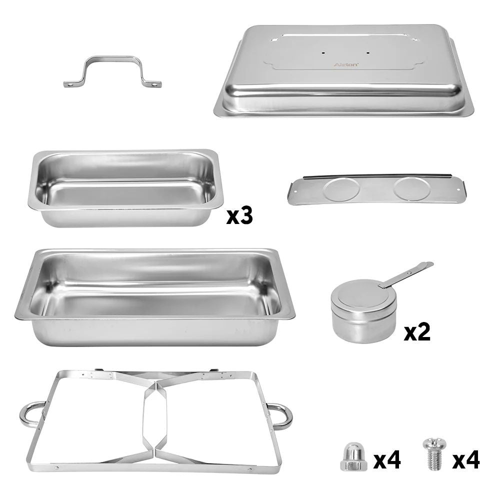 Alston 3 Pan Chafing Dish Set Bain Marie Buffet Warmer, Silver
