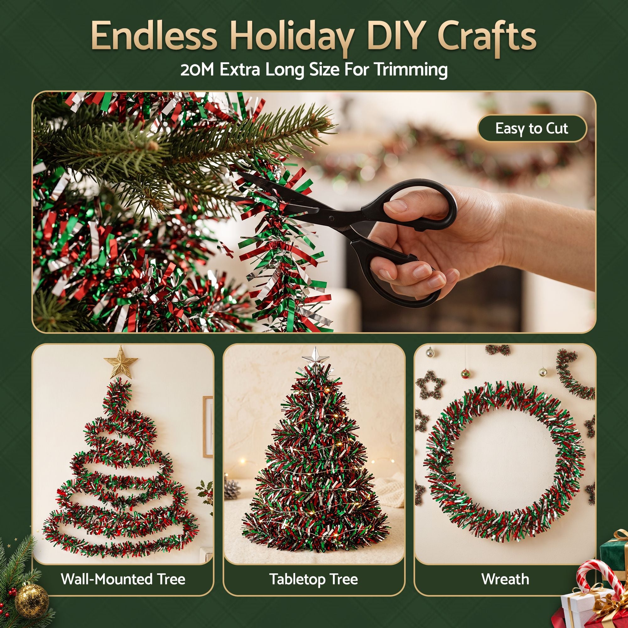 Jingle Jollys 20M Christmas Tinsel Garland Mixed Colors Xmas Party Decoration