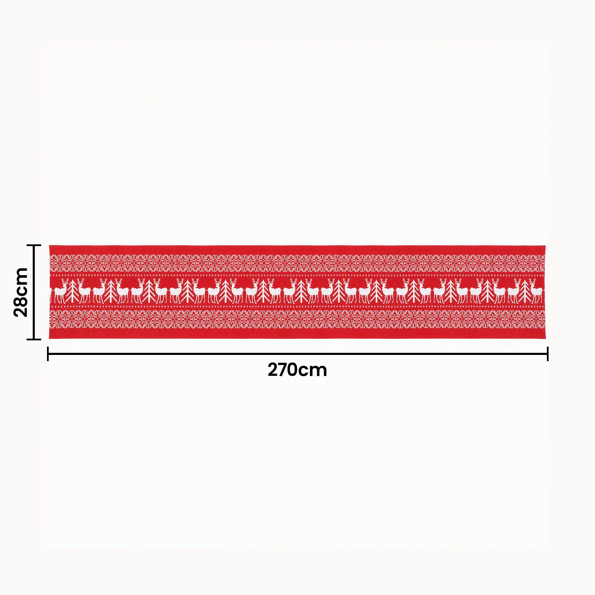 Jingle Jollys Christmas Table Runner Reindeers 270x28CM Dining Party Decor Red