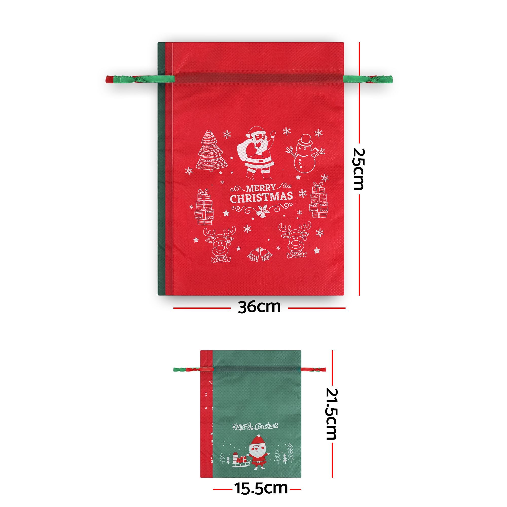 Jingle Jollys 6PCS Christmas Santa Sacks Drawstring Reusable Gift Storage Bags 2 Sizes