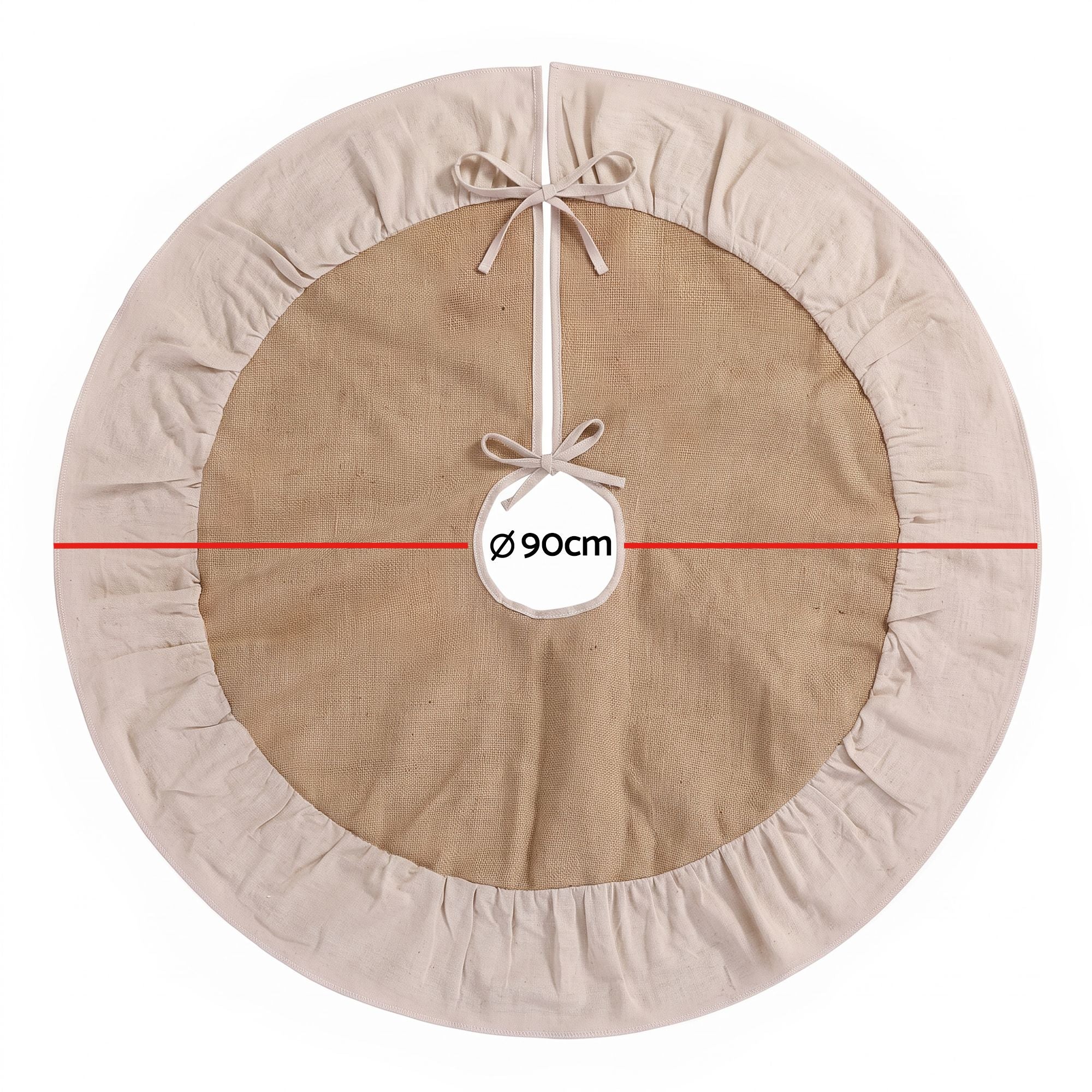 Jingle Jollys 90cm Christmas Tree Skirt Linen Christmas Tree Mat Decor