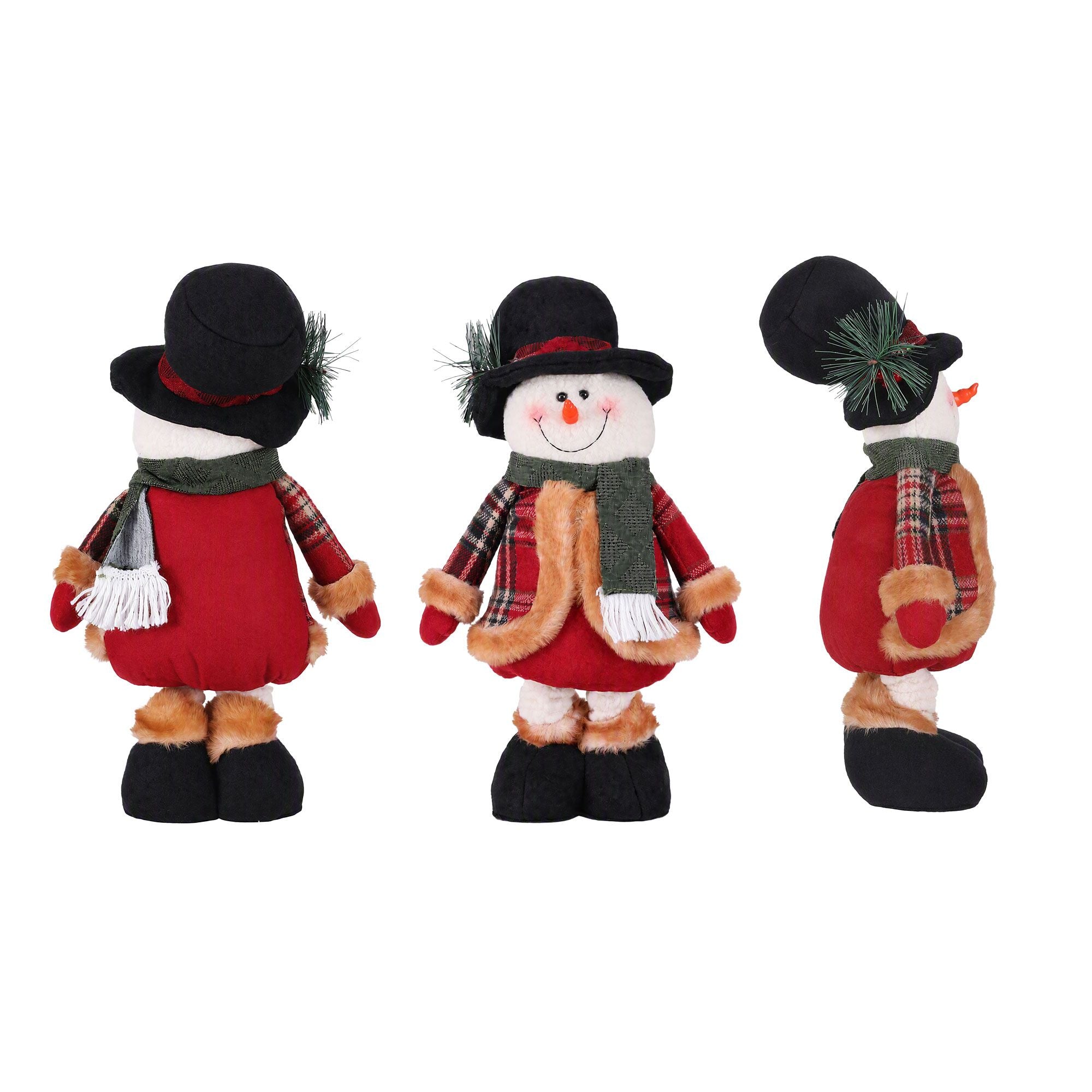 Jingle Jollys Christmas Snowman Ornament 40-56cm Telescopic Tabletop Decoration Doll, Adjustable Length For Tabletop, Window, Mantel, Indoor Holiday Decor