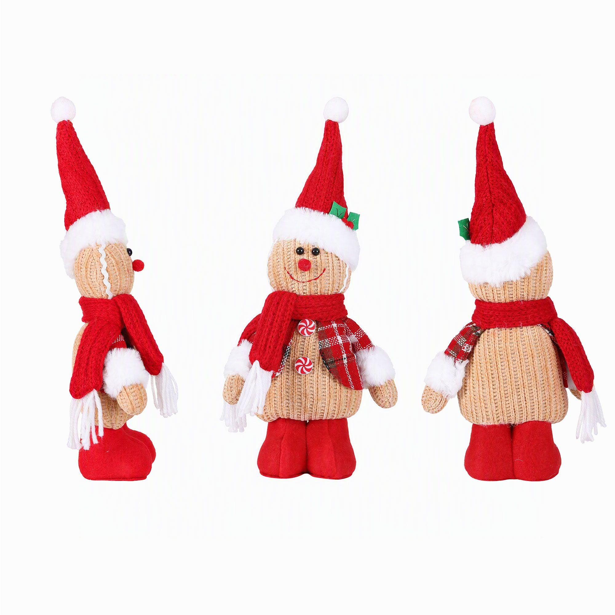 Jingle Jollys Christmas Gingerbread Man Standing Ornament Knitted Christmas Indoor Decor