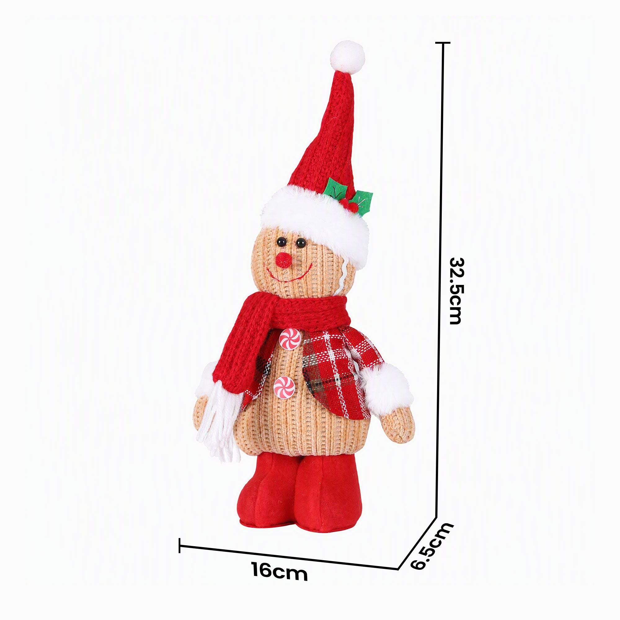 Jingle Jollys Christmas Gingerbread Man Standing Ornament Knitted Christmas Indoor Decor